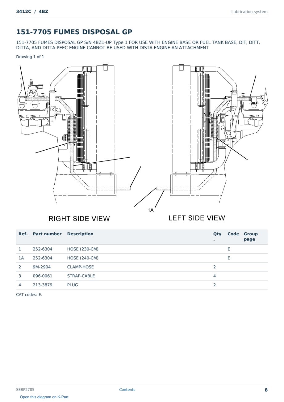 Caterpillar 3412C S/N 4BZ Partsbook SEBP2785 (English) - sample page 8 of 10 Caterpillar 3412C S/N 4BZ Partsbook SEBP2785 (English) - sample page 8 of 10