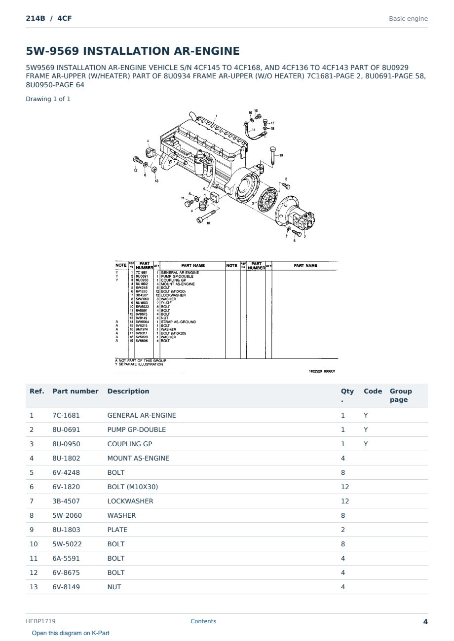 Caterpillar 214B S/N 4CF Partsbook HEBP1719 (English) - sample page 4 of 10 Caterpillar 214B S/N 4CF Partsbook HEBP1719 (English) - sample page 4 of 10