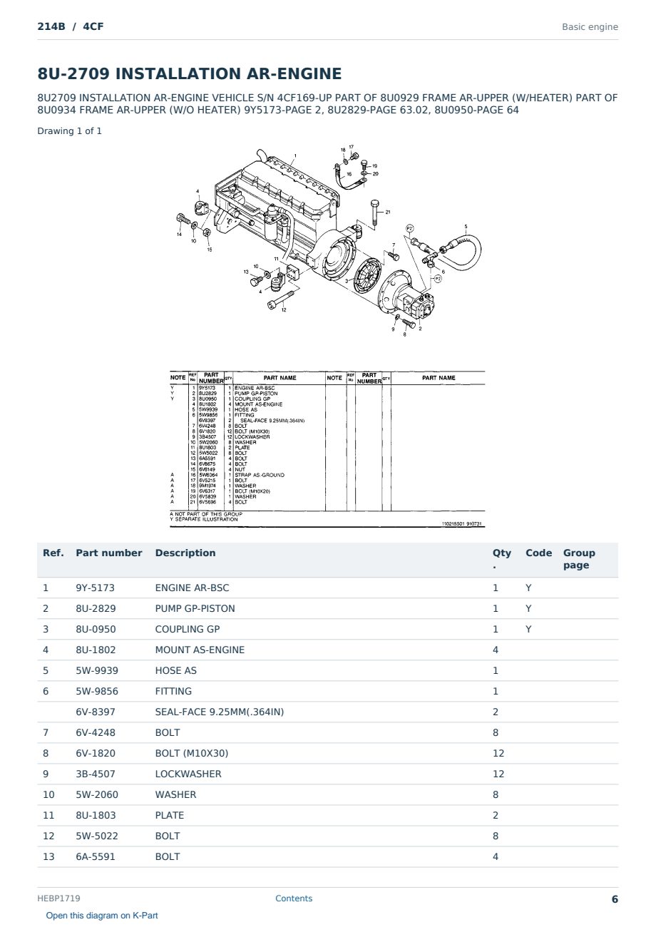 Caterpillar 214B S/N 4CF Partsbook HEBP1719 (English) - sample page 6 of 10 Caterpillar 214B S/N 4CF Partsbook HEBP1719 (English) - sample page 6 of 10