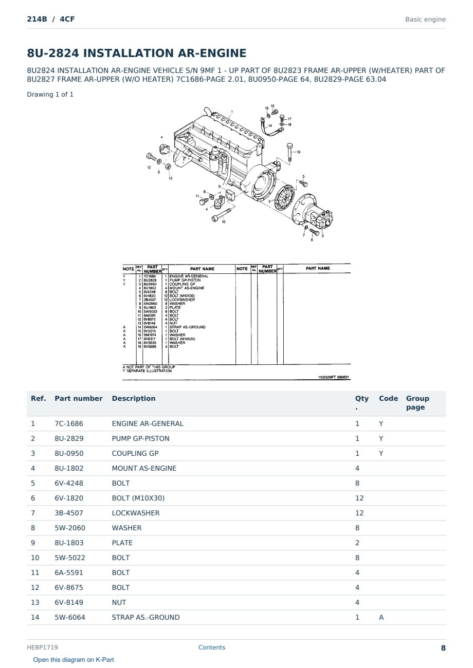 Caterpillar 214B S/N 4CF Partsbook HEBP1719 (English) - sample page 8 of 10 Caterpillar 214B S/N 4CF Partsbook HEBP1719 (English) - sample page 8 of 10