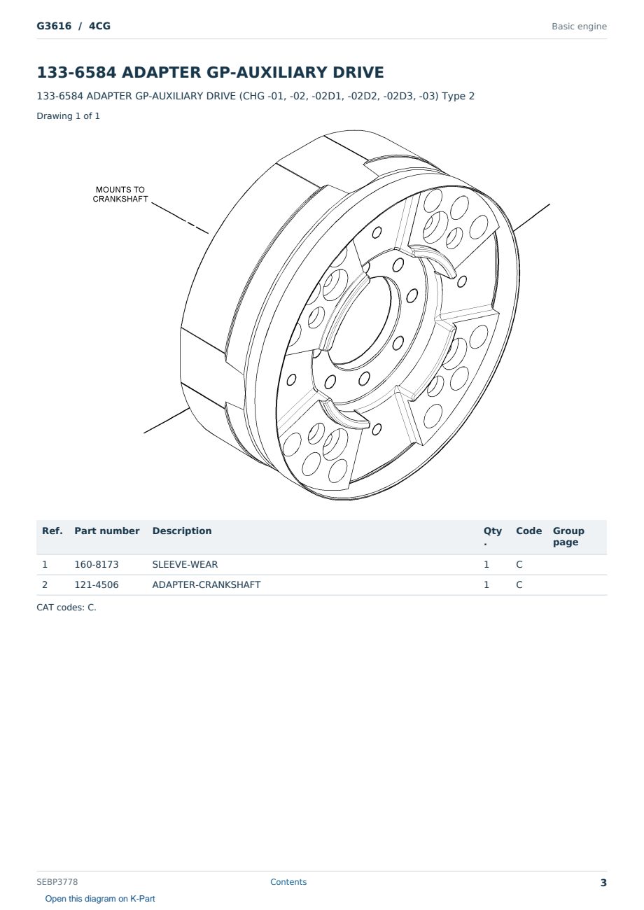 Caterpillar G3616 S/N 4CG Partsbook SEBP3778 (English) - sample page 3 of 10 Caterpillar G3616 S/N 4CG Partsbook SEBP3778 (English) - sample page 3 of 10