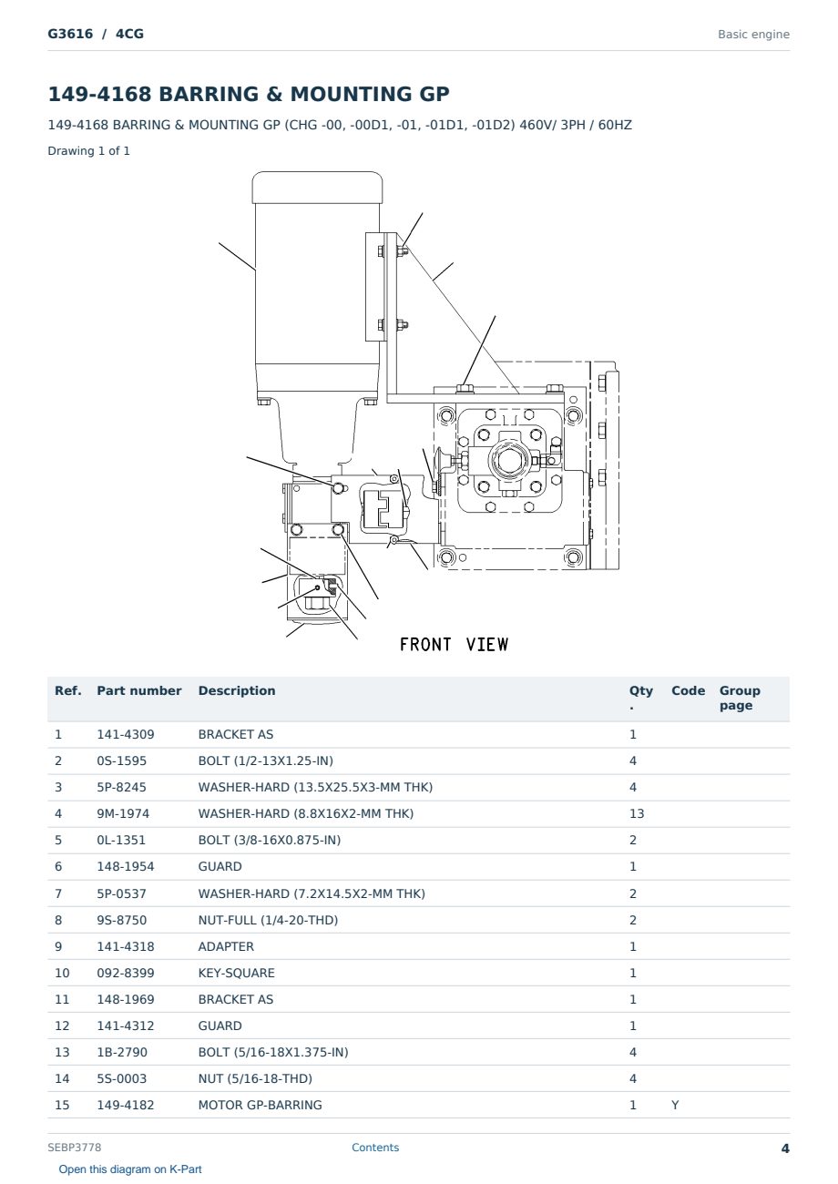 Caterpillar G3616 S/N 4CG Partsbook SEBP3778 (English) - sample page 4 of 10 Caterpillar G3616 S/N 4CG Partsbook SEBP3778 (English) - sample page 4 of 10