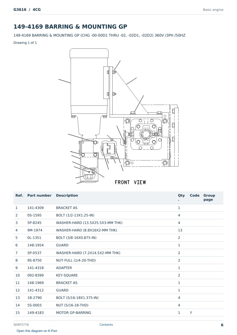 Caterpillar G3616 S/N 4CG Partsbook SEBP3778 (English) - sample page 6 of 10 Caterpillar G3616 S/N 4CG Partsbook SEBP3778 (English) - sample page 6 of 10