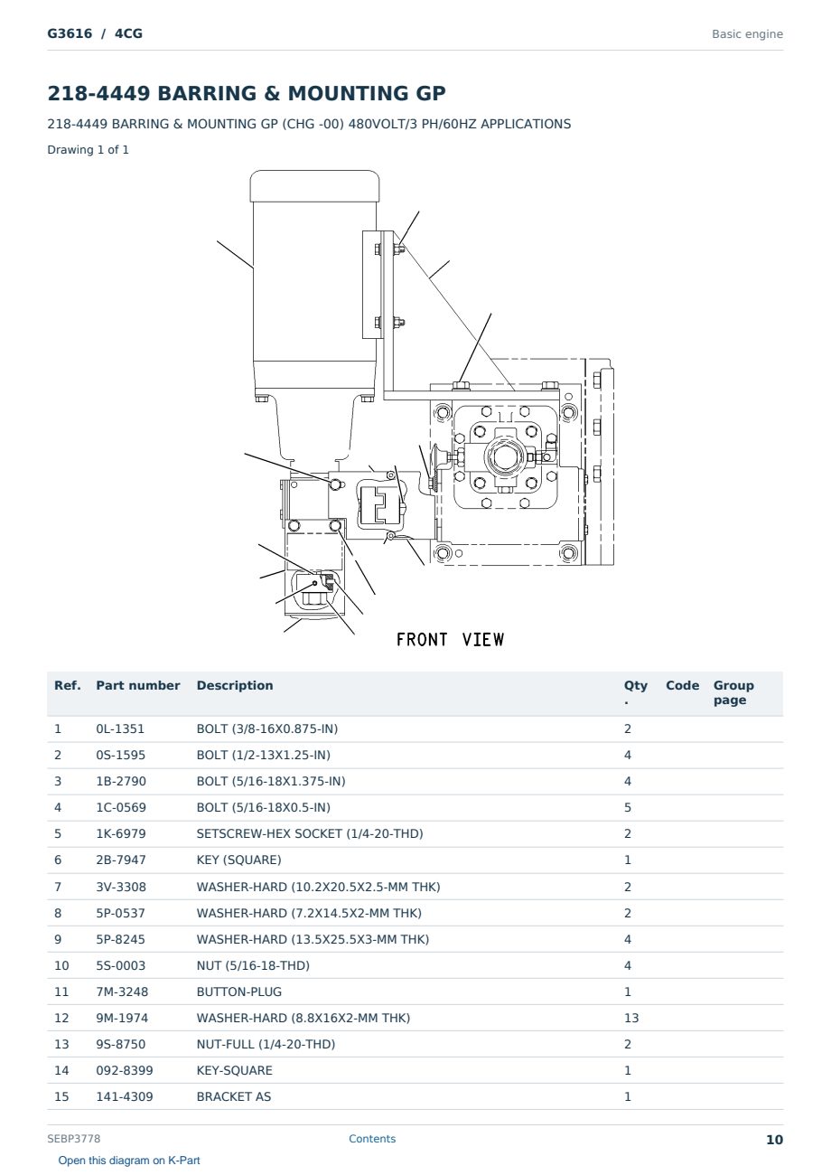 Caterpillar G3616 S/N 4CG Partsbook SEBP3778 (English) - sample page 10 of 10 Caterpillar G3616 S/N 4CG Partsbook SEBP3778 (English) - sample page 10 of 10