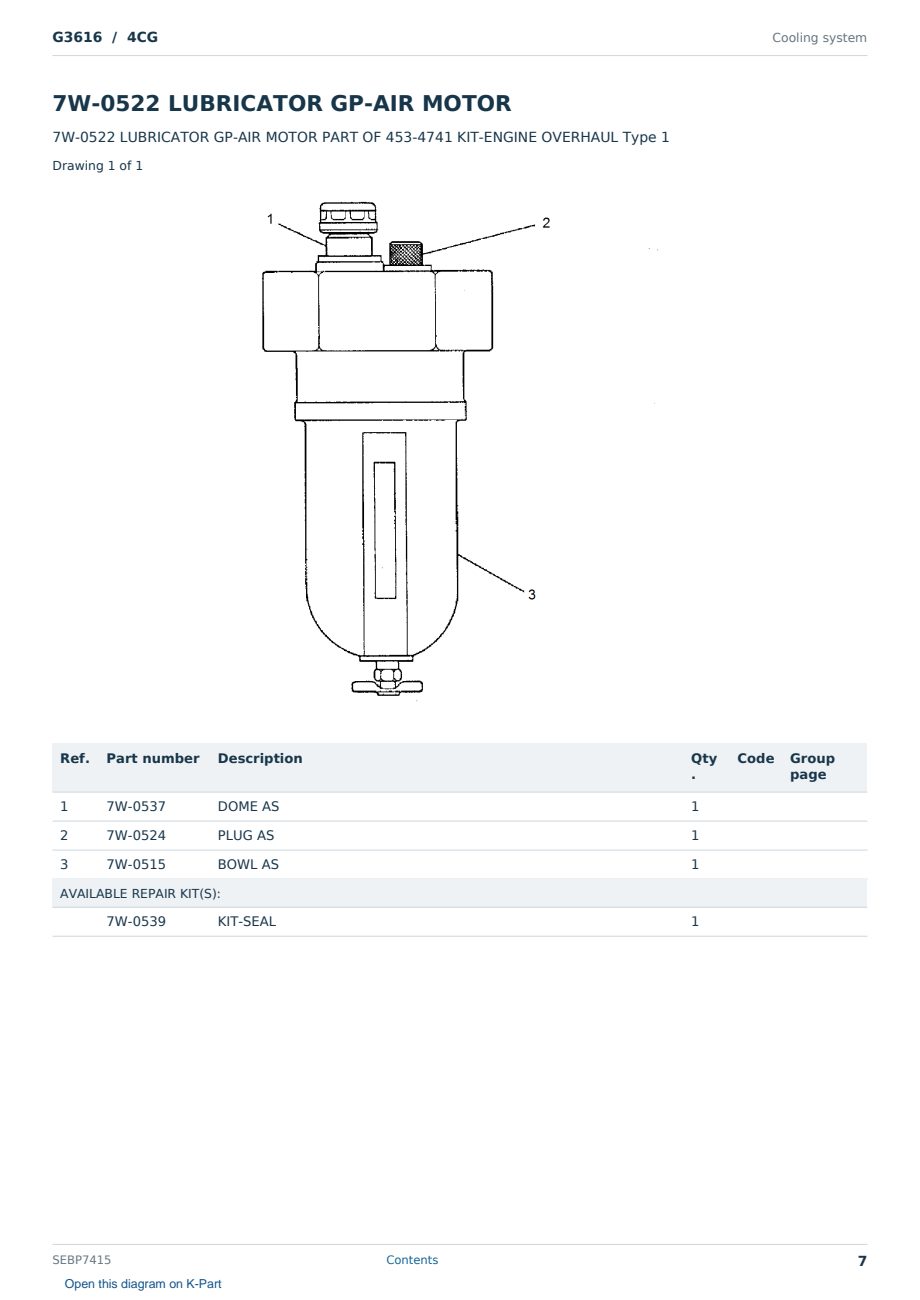 Caterpillar G3616 S/N 4CG Partsbook SEBP7415 (English) - sample page 7 of 10 Caterpillar G3616 S/N 4CG Partsbook SEBP7415 (English) - sample page 7 of 10