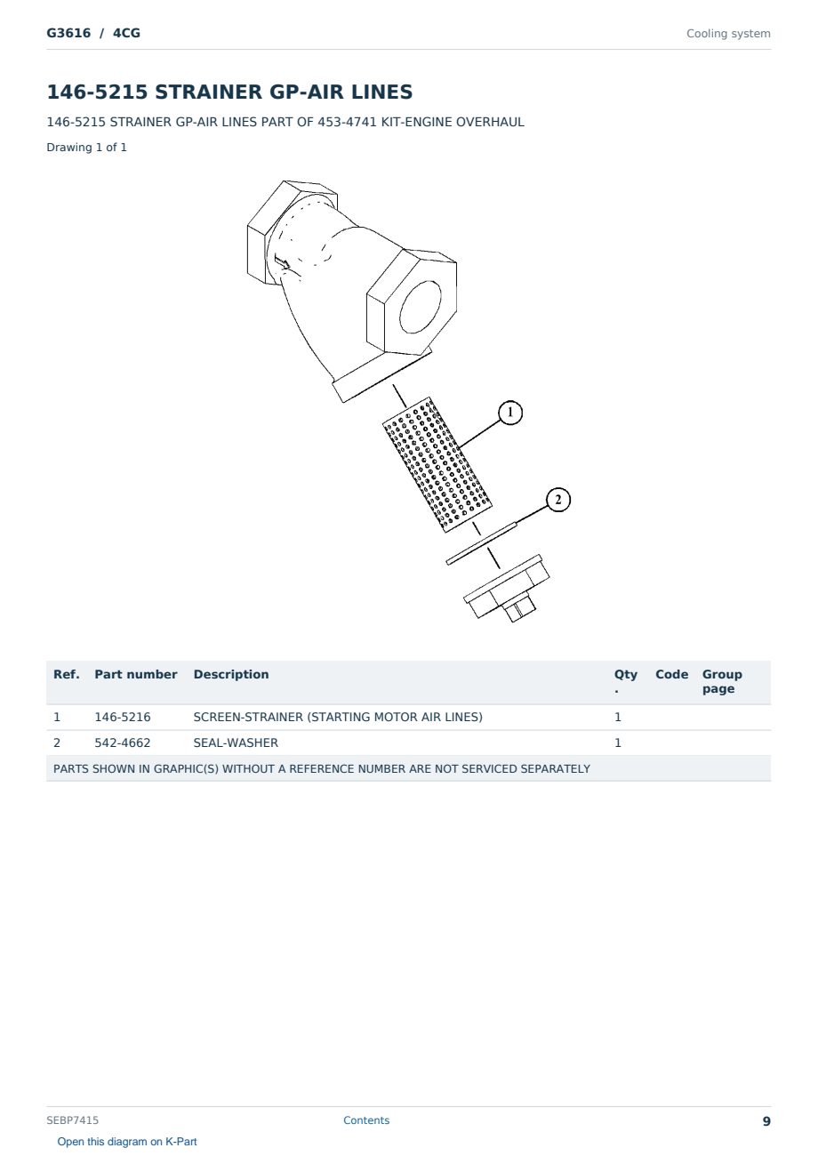 Caterpillar G3616 S/N 4CG Partsbook SEBP7415 (English) - sample page 9 of 10 Caterpillar G3616 S/N 4CG Partsbook SEBP7415 (English) - sample page 9 of 10