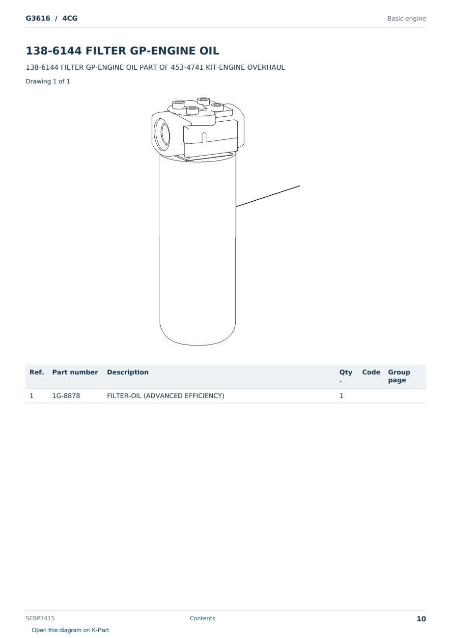 Caterpillar G3616 S/N 4CG Partsbook SEBP7415 (English) - sample page 10 of 10 Caterpillar G3616 S/N 4CG Partsbook SEBP7415 (English) - sample page 10 of 10