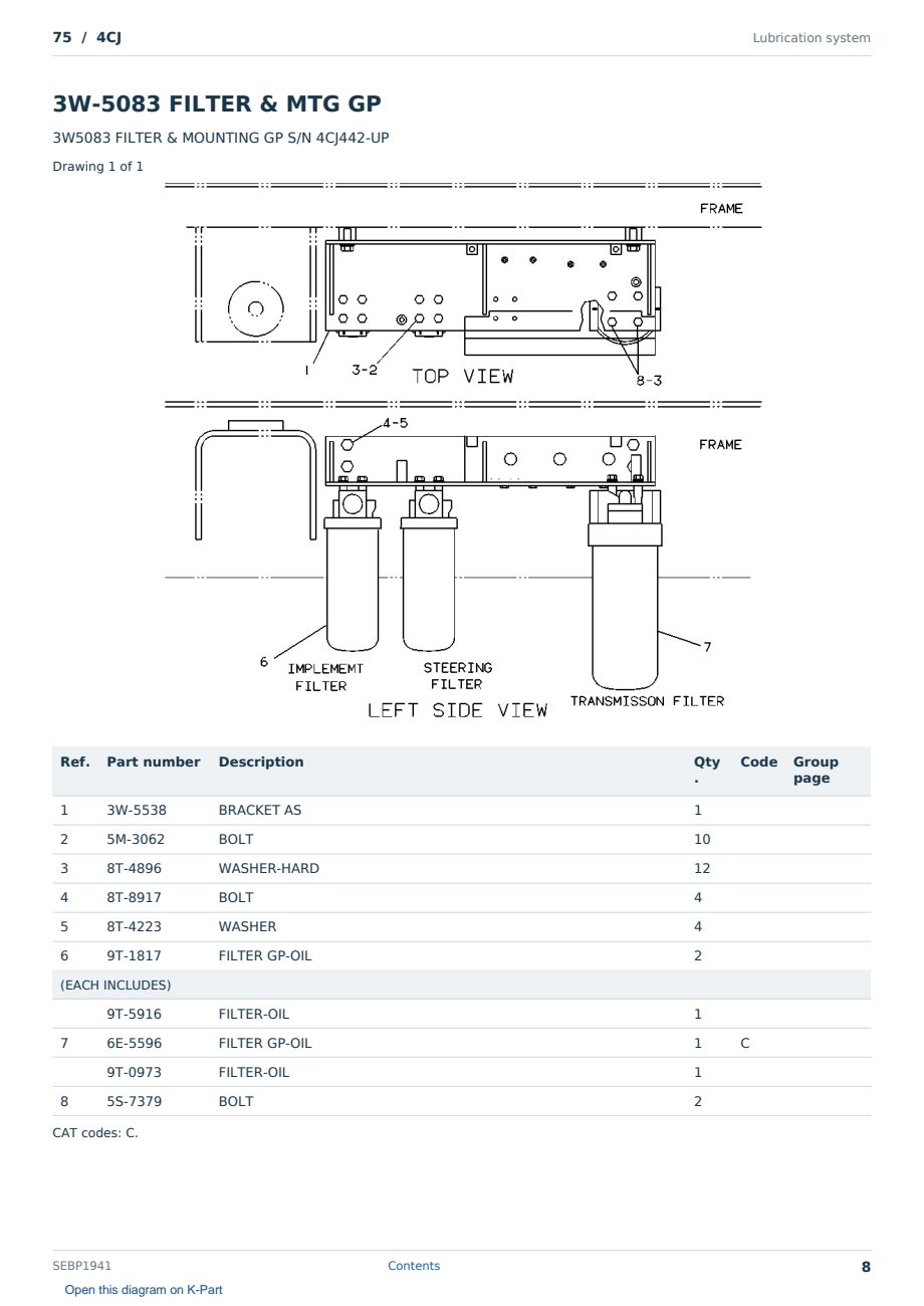 Caterpillar 75 S/N 4CJ Partsbook SEBP1941 (English) - sample page 8 of 10 Caterpillar 75 S/N 4CJ Partsbook SEBP1941 (English) - sample page 8 of 10
