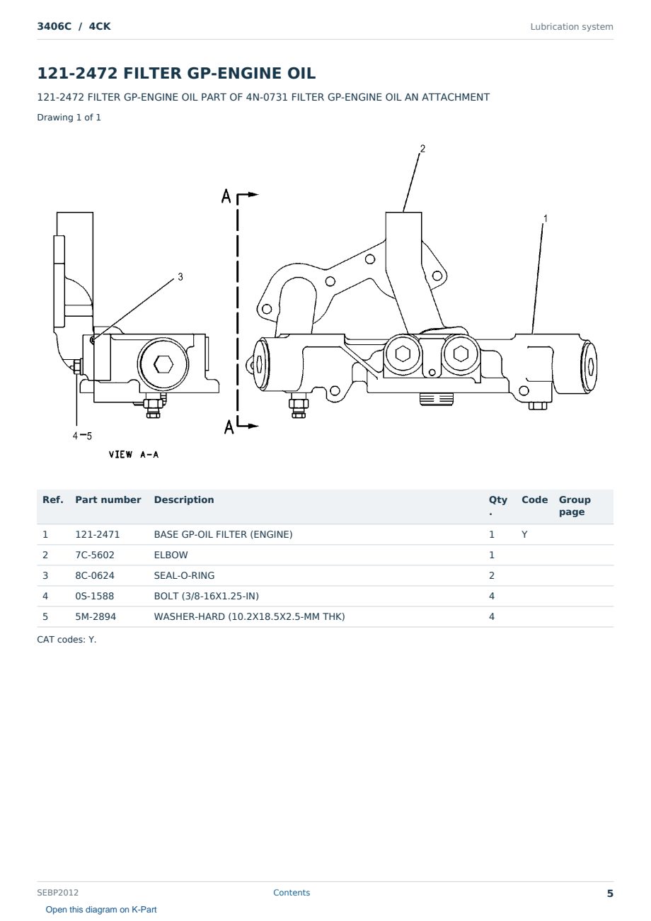 Caterpillar 3406C S/N 4CK Partsbook SEBP2012 (English) - sample page 5 of 10 Caterpillar 3406C S/N 4CK Partsbook SEBP2012 (English) - sample page 5 of 10