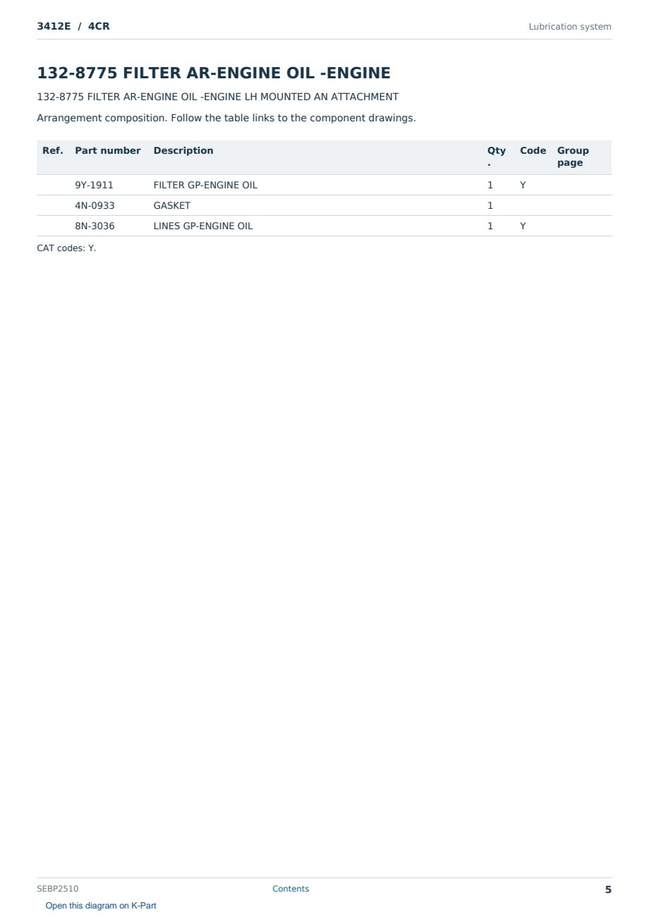 Caterpillar 3412E S/N 4CR Partsbook SEBP2510 (English) - sample page 5 of 10 Caterpillar 3412E S/N 4CR Partsbook SEBP2510 (English) - sample page 5 of 10