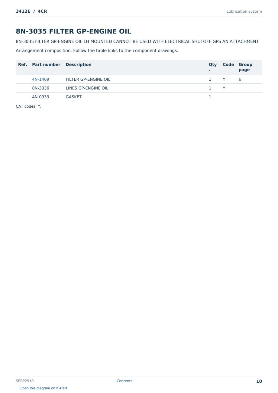 Caterpillar 3412E S/N 4CR Partsbook SEBP2510 (English) - sample page 10 of 10 Caterpillar 3412E S/N 4CR Partsbook SEBP2510 (English) - sample page 10 of 10