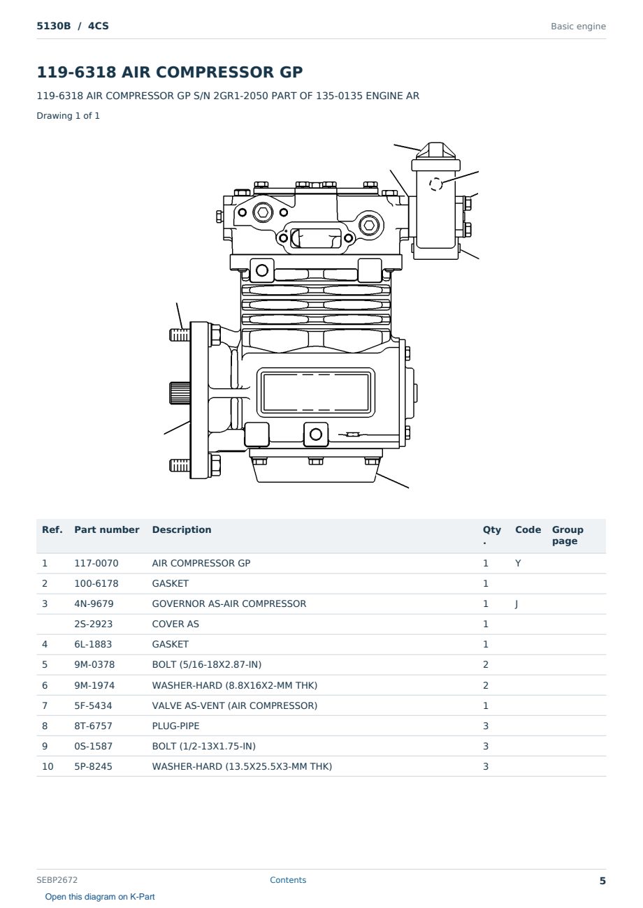 Caterpillar 5130B S/N 4CS Partsbook SEBP2672 (English) - sample page 5 of 10 Caterpillar 5130B S/N 4CS Partsbook SEBP2672 (English) - sample page 5 of 10