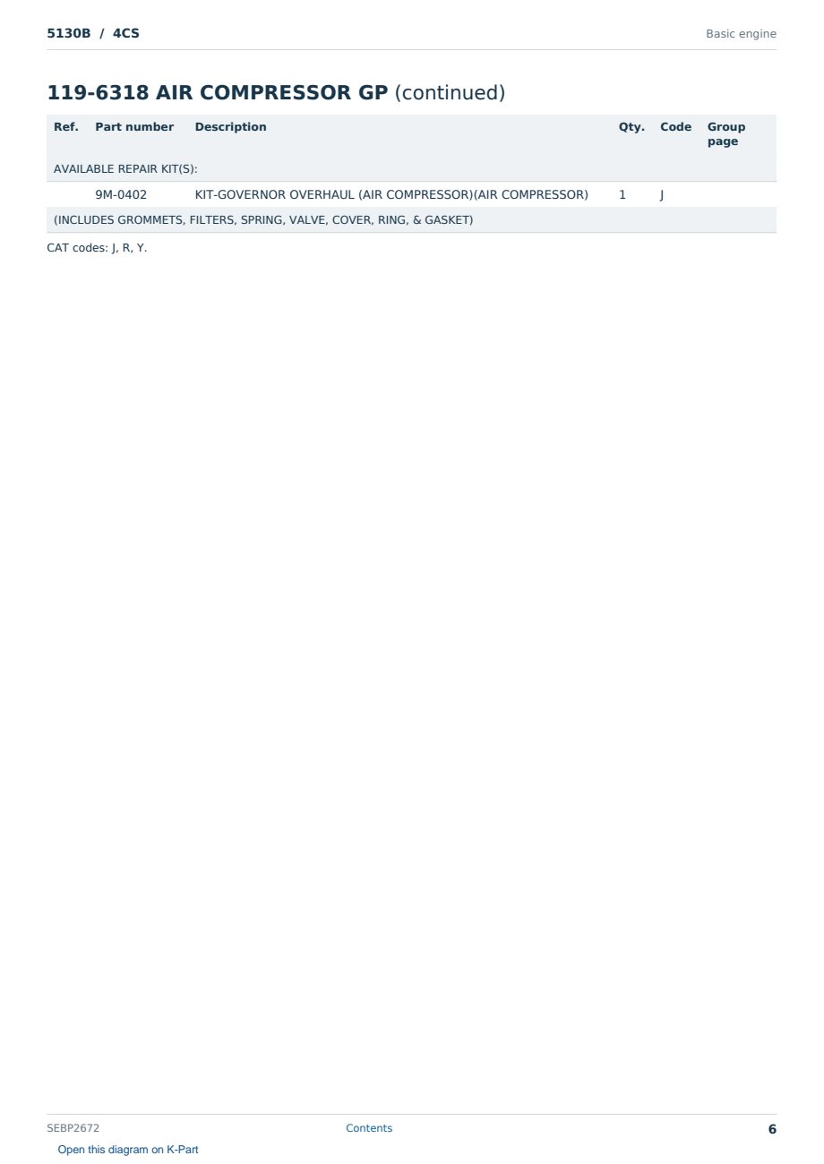 Caterpillar 5130B S/N 4CS Partsbook SEBP2672 (English) - sample page 6 of 10 Caterpillar 5130B S/N 4CS Partsbook SEBP2672 (English) - sample page 6 of 10