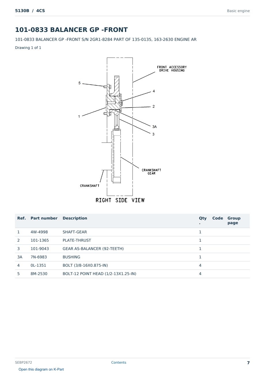 Caterpillar 5130B S/N 4CS Partsbook SEBP2672 (English) - sample page 7 of 10 Caterpillar 5130B S/N 4CS Partsbook SEBP2672 (English) - sample page 7 of 10
