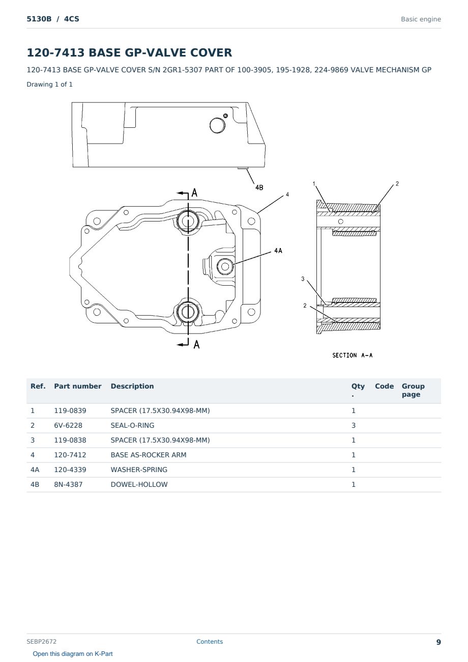 Caterpillar 5130B S/N 4CS Partsbook SEBP2672 (English) - sample page 9 of 10 Caterpillar 5130B S/N 4CS Partsbook SEBP2672 (English) - sample page 9 of 10