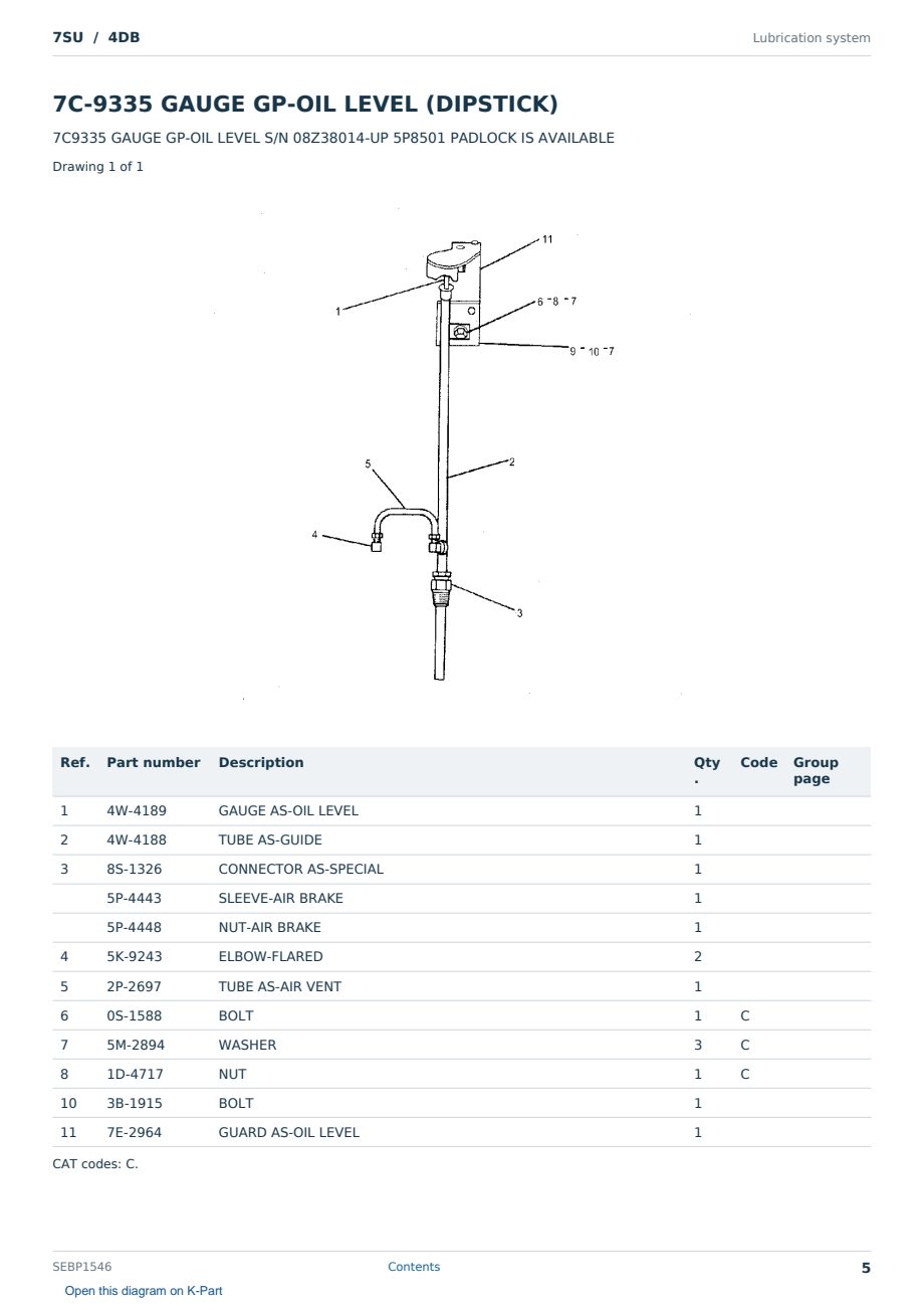 Caterpillar 7SU S/N 4DB Partsbook SEBP1546 (English) - sample page 5 of 10 Caterpillar 7SU S/N 4DB Partsbook SEBP1546 (English) - sample page 5 of 10