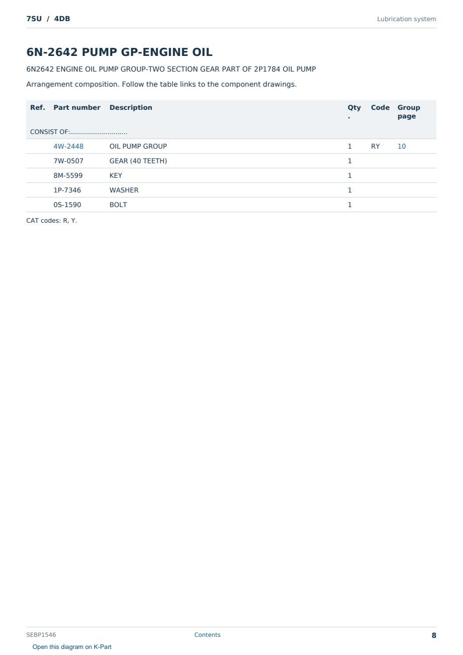 Caterpillar 7SU S/N 4DB Partsbook SEBP1546 (English) - sample page 8 of 10 Caterpillar 7SU S/N 4DB Partsbook SEBP1546 (English) - sample page 8 of 10