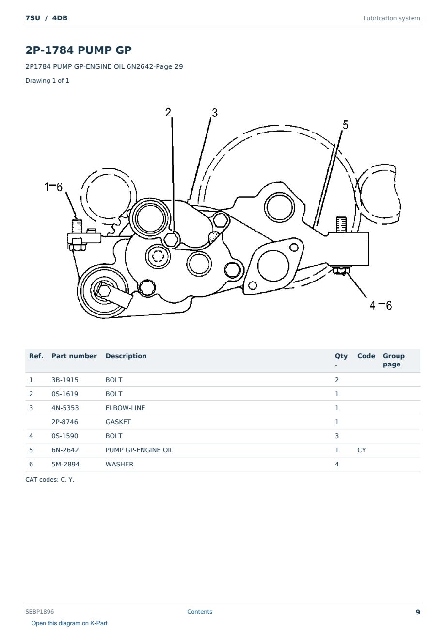 Caterpillar 7SU S/N 4DB Partsbook SEBP1896 (English) - sample page 9 of 10 Caterpillar 7SU S/N 4DB Partsbook SEBP1896 (English) - sample page 9 of 10