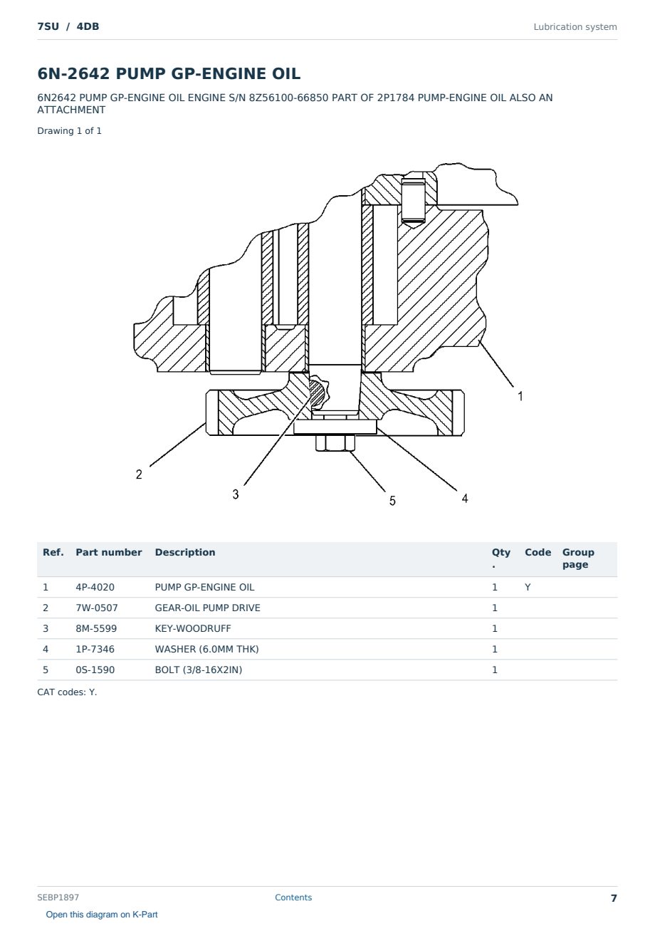 Caterpillar 7SU S/N 4DB Partsbook SEBP1897 (English) - sample page 7 of 10 Caterpillar 7SU S/N 4DB Partsbook SEBP1897 (English) - sample page 7 of 10
