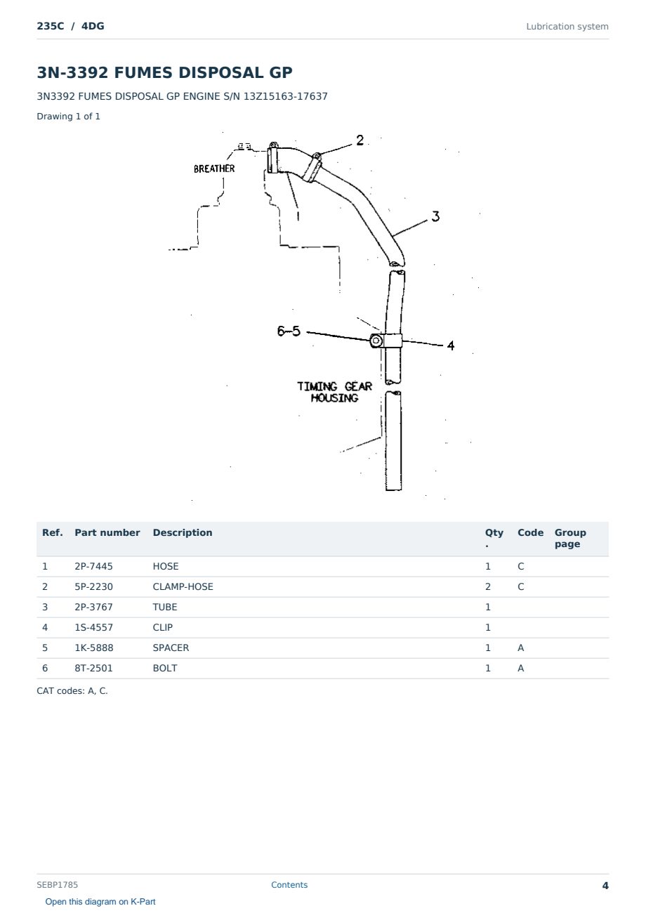 Caterpillar 235C S/N 4DG Partsbook SEBP1785 (English) - sample page 4 of 10 Caterpillar 235C S/N 4DG Partsbook SEBP1785 (English) - sample page 4 of 10