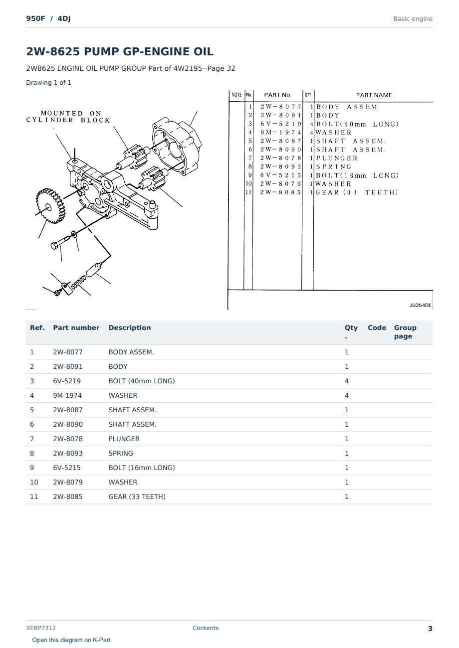 Caterpillar 950F S/N 4DJ Partsbook XEBP7312 (English) - sample page 3 of 10 Caterpillar 950F S/N 4DJ Partsbook XEBP7312 (English) - sample page 3 of 10