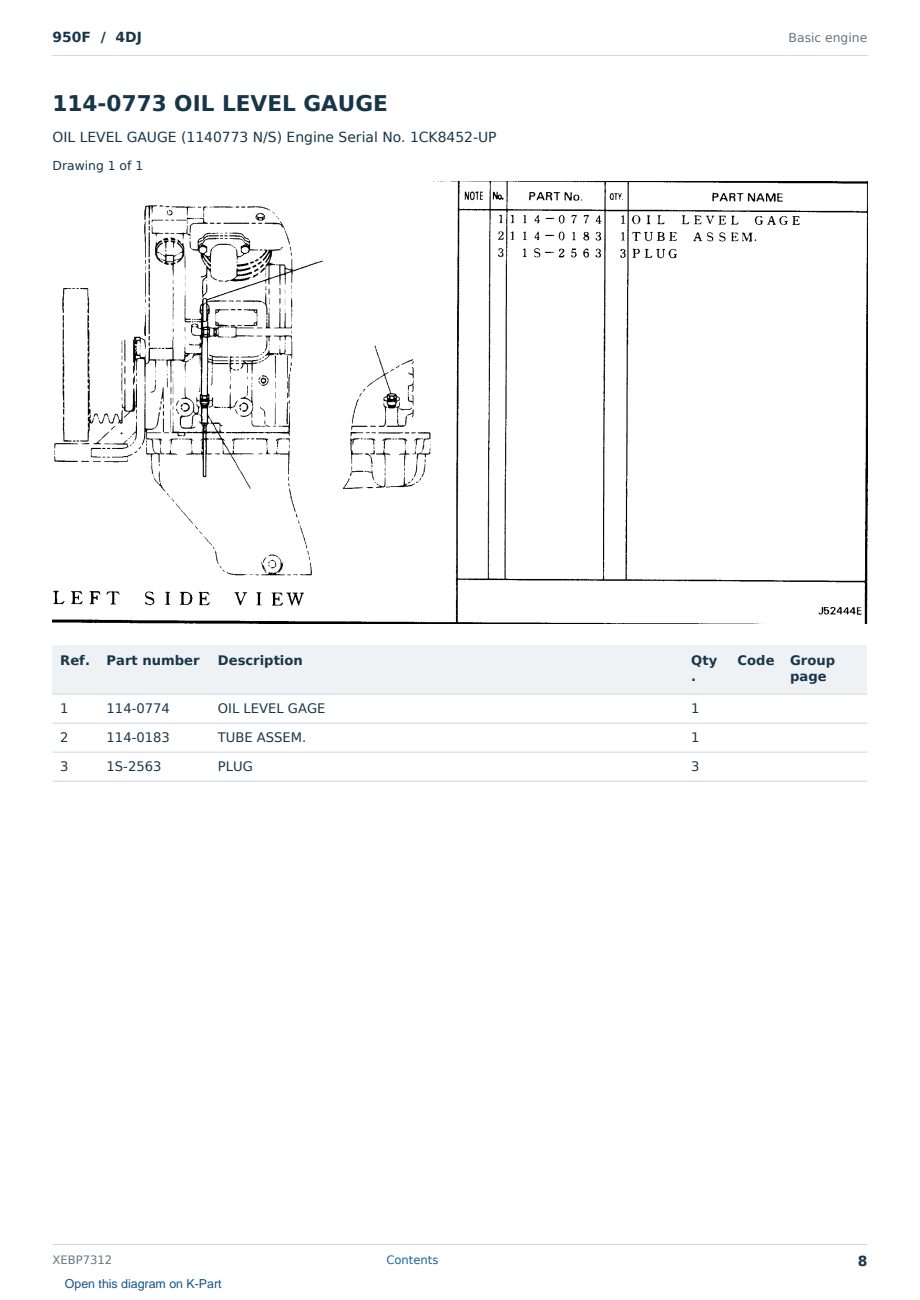 Caterpillar 950F S/N 4DJ Partsbook XEBP7312 (English) - sample page 8 of 10 Caterpillar 950F S/N 4DJ Partsbook XEBP7312 (English) - sample page 8 of 10