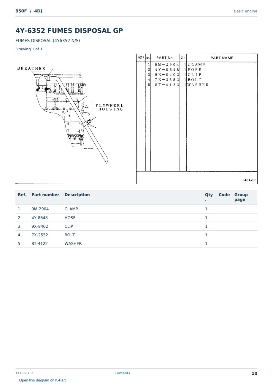 Caterpillar 950F S/N 4DJ Partsbook XEBP7312 (English) - sample page 10 of 10 Caterpillar 950F S/N 4DJ Partsbook XEBP7312 (English) - sample page 10 of 10