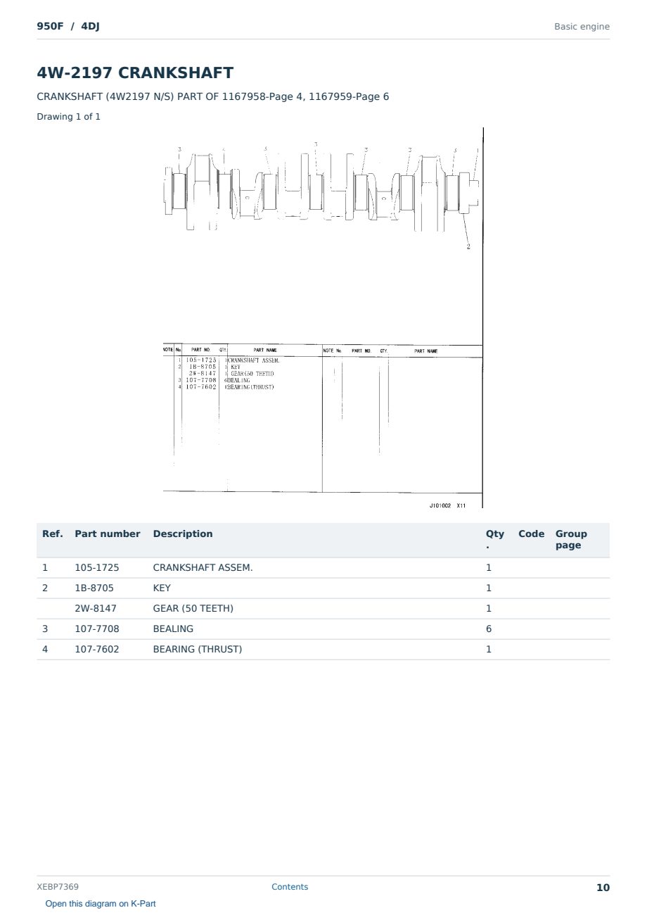 Caterpillar 950F S/N 4DJ Partsbook XEBP7369 (English) - sample page 10 of 10 Caterpillar 950F S/N 4DJ Partsbook XEBP7369 (English) - sample page 10 of 10