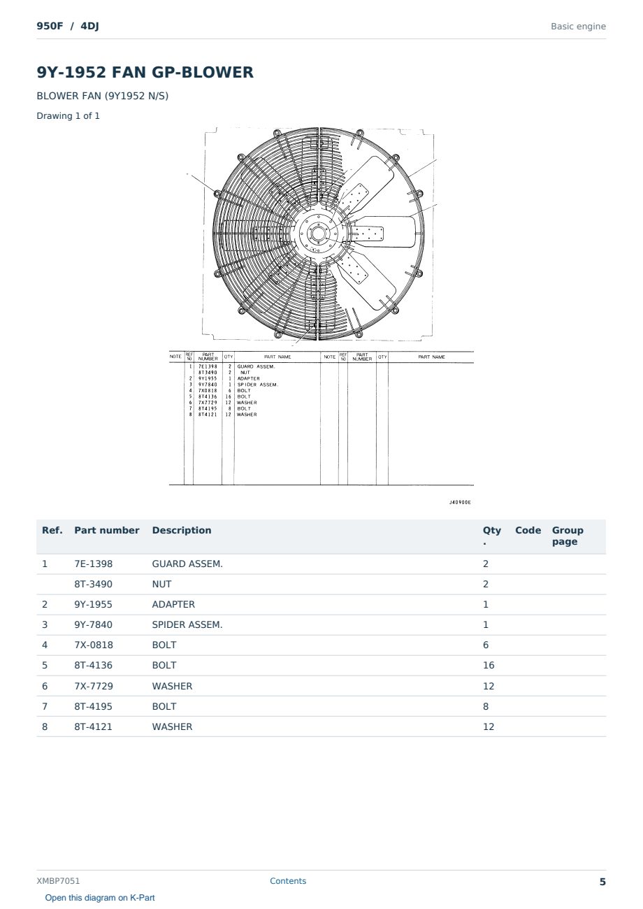 Caterpillar 950F S/N 4DJ Partsbook XMBP7051 (English) - sample page 5 of 10 Caterpillar 950F S/N 4DJ Partsbook XMBP7051 (English) - sample page 5 of 10
