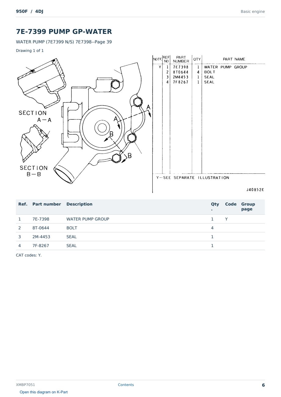 Caterpillar 950F S/N 4DJ Partsbook XMBP7051 (English) - sample page 6 of 10 Caterpillar 950F S/N 4DJ Partsbook XMBP7051 (English) - sample page 6 of 10