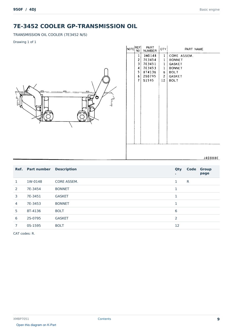 Caterpillar 950F S/N 4DJ Partsbook XMBP7051 (English) - sample page 9 of 10 Caterpillar 950F S/N 4DJ Partsbook XMBP7051 (English) - sample page 9 of 10