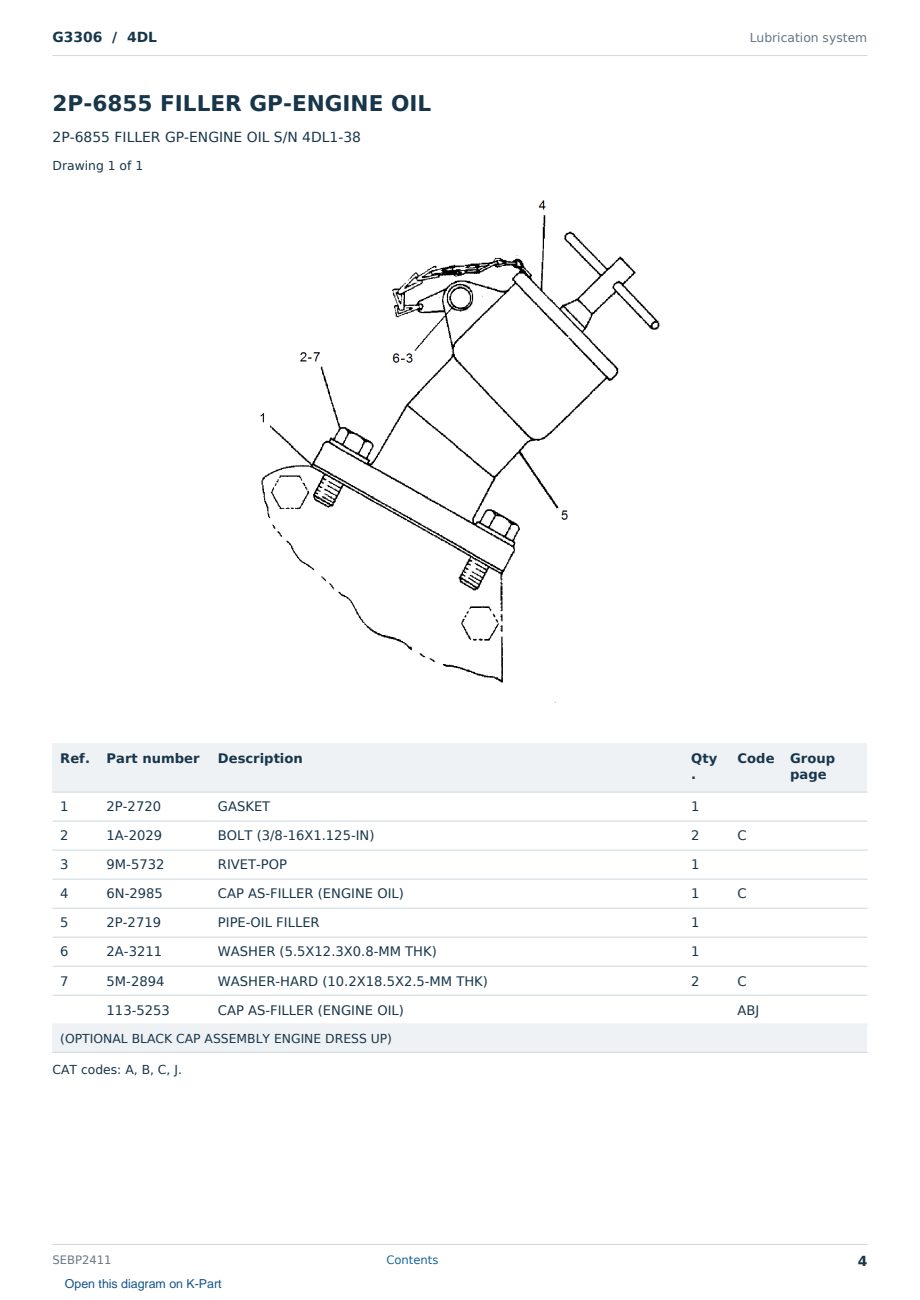 Caterpillar G3306 S/N 4DL Partsbook SEBP2411 (English) - sample page 4 of 10 Caterpillar G3306 S/N 4DL Partsbook SEBP2411 (English) - sample page 4 of 10