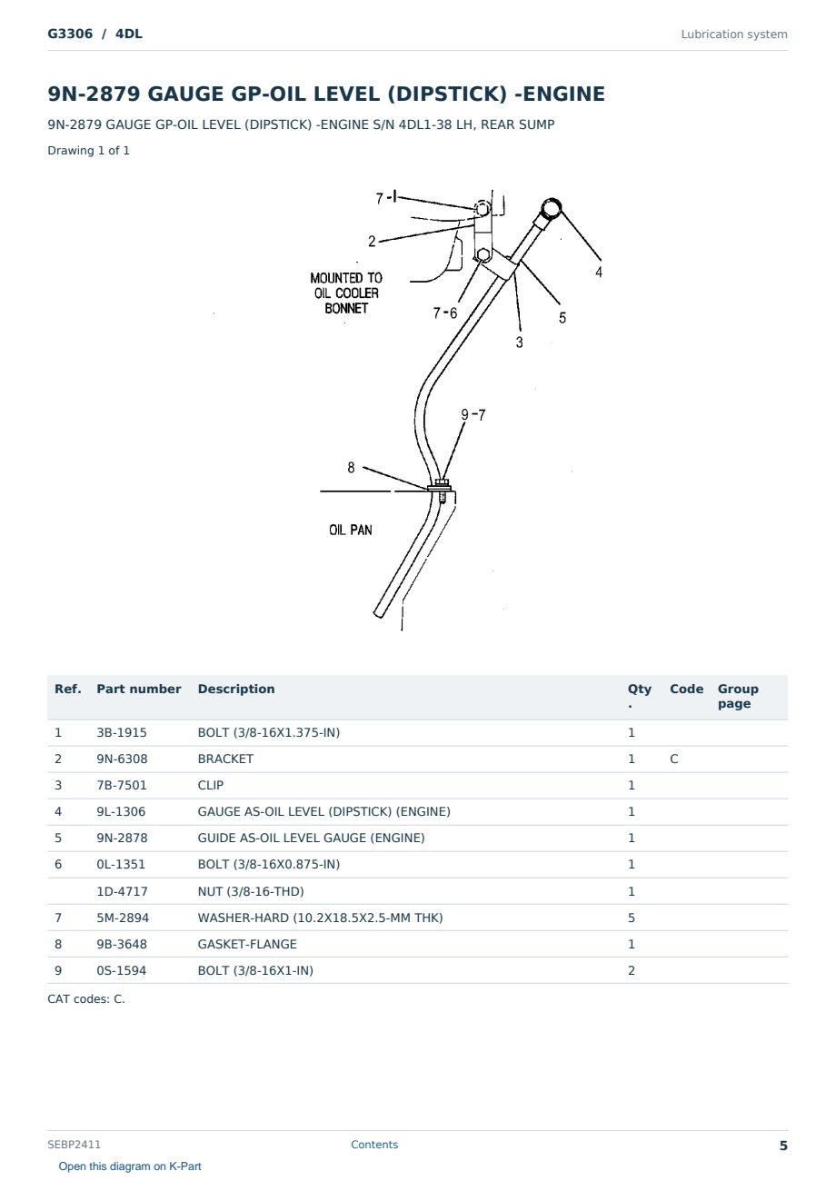 Caterpillar G3306 S/N 4DL Partsbook SEBP2411 (English) - sample page 5 of 10 Caterpillar G3306 S/N 4DL Partsbook SEBP2411 (English) - sample page 5 of 10