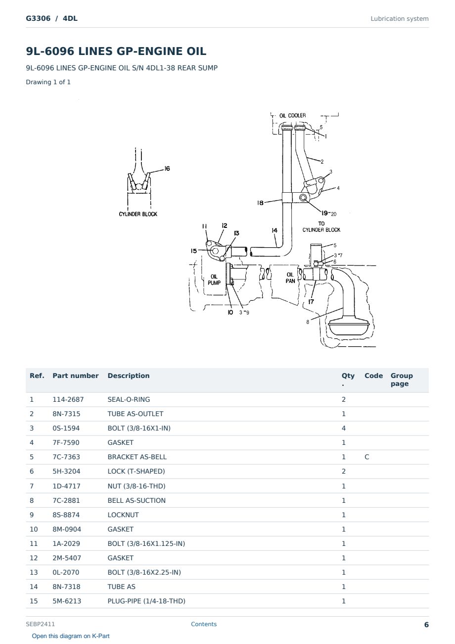 Caterpillar G3306 S/N 4DL Partsbook SEBP2411 (English) - sample page 6 of 10 Caterpillar G3306 S/N 4DL Partsbook SEBP2411 (English) - sample page 6 of 10