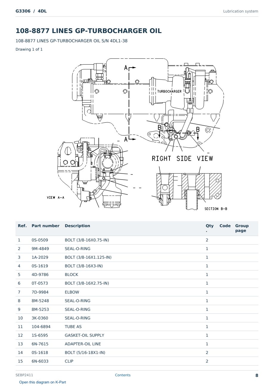 Caterpillar G3306 S/N 4DL Partsbook SEBP2411 (English) - sample page 8 of 10 Caterpillar G3306 S/N 4DL Partsbook SEBP2411 (English) - sample page 8 of 10