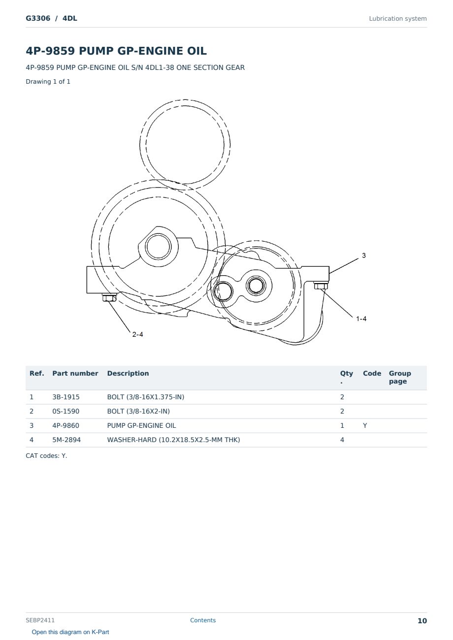 Caterpillar G3306 S/N 4DL Partsbook SEBP2411 (English) - sample page 10 of 10 Caterpillar G3306 S/N 4DL Partsbook SEBP2411 (English) - sample page 10 of 10