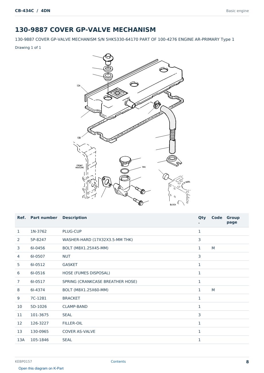 Caterpillar CB-434C S/N 4DN Partsbook KEBP0157 (English) - sample page 8 of 10 Caterpillar CB-434C S/N 4DN Partsbook KEBP0157 (English) - sample page 8 of 10