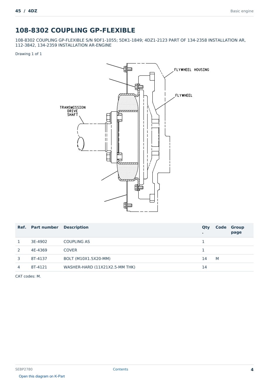 Caterpillar 45 S/N 4DZ Partsbook SEBP2780 (English) - sample page 4 of 10 Caterpillar 45 S/N 4DZ Partsbook SEBP2780 (English) - sample page 4 of 10