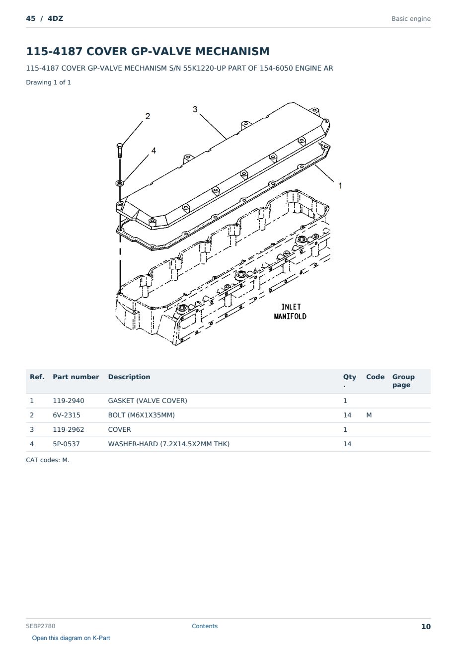 Caterpillar 45 S/N 4DZ Partsbook SEBP2780 (English) - sample page 10 of 10 Caterpillar 45 S/N 4DZ Partsbook SEBP2780 (English) - sample page 10 of 10