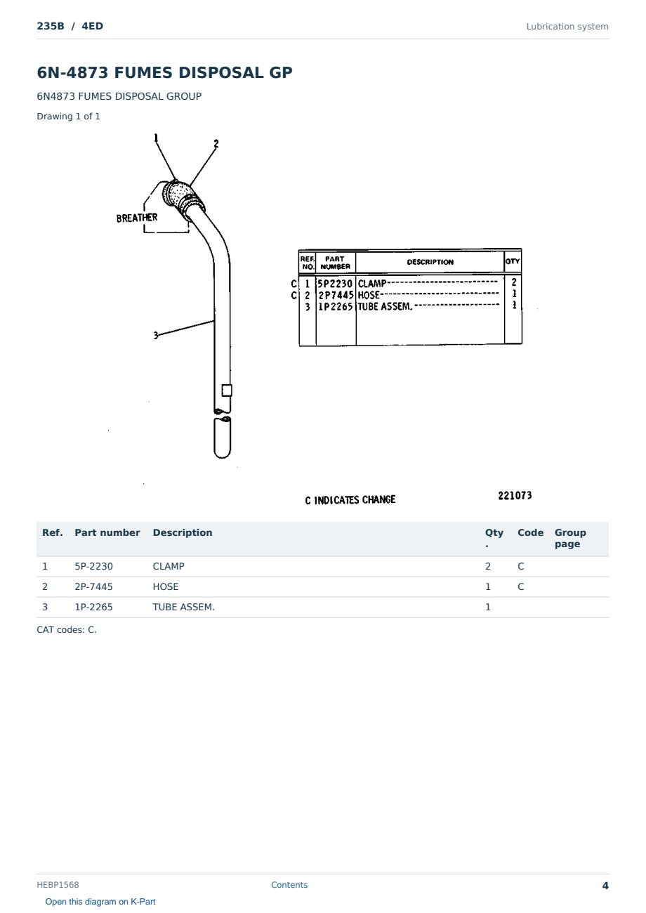 Caterpillar 235B S/N 4ED Partsbook HEBP1568 (English) - sample page 4 of 10 Caterpillar 235B S/N 4ED Partsbook HEBP1568 (English) - sample page 4 of 10