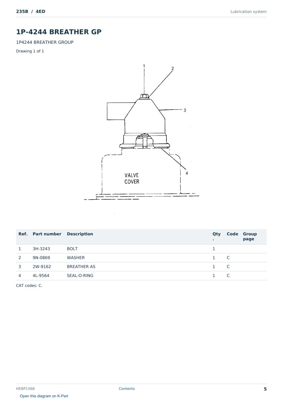 Caterpillar 235B S/N 4ED Partsbook HEBP1568 (English) - sample page 5 of 10 Caterpillar 235B S/N 4ED Partsbook HEBP1568 (English) - sample page 5 of 10