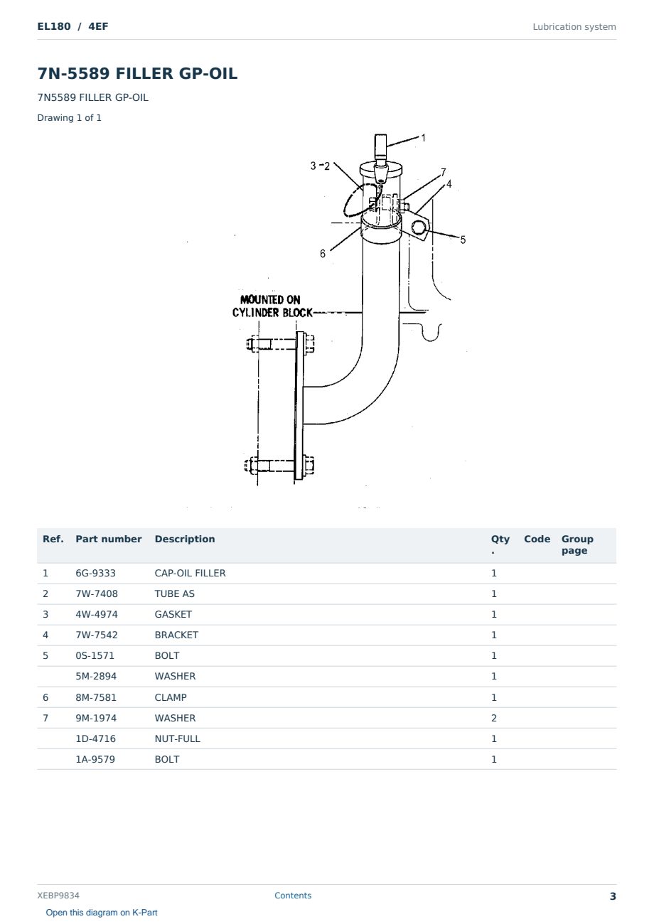 Caterpillar EL180 S/N 4EF Partsbook XEBP9834 (English) - sample page 3 of 10 Caterpillar EL180 S/N 4EF Partsbook XEBP9834 (English) - sample page 3 of 10