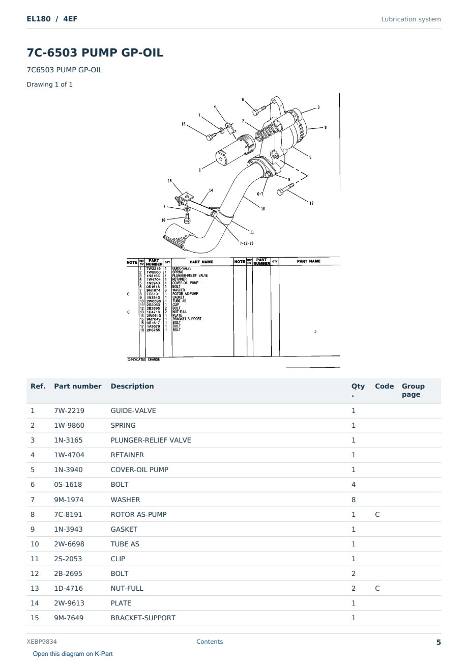 Caterpillar EL180 S/N 4EF Partsbook XEBP9834 (English) - sample page 5 of 10 Caterpillar EL180 S/N 4EF Partsbook XEBP9834 (English) - sample page 5 of 10