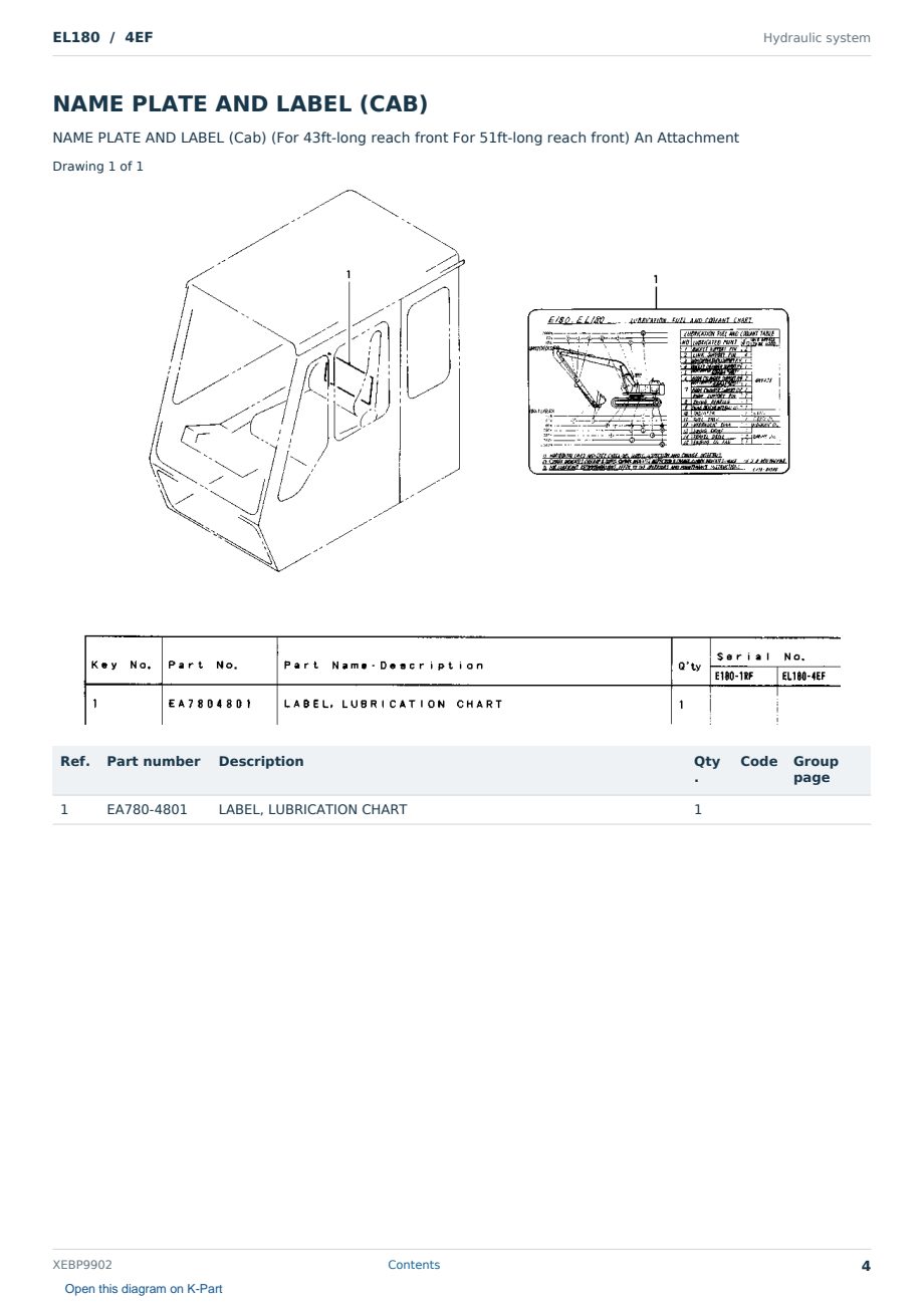 Caterpillar EL180 S/N 4EF Partsbook XEBP9902 (English) - sample page 4 of 10 Caterpillar EL180 S/N 4EF Partsbook XEBP9902 (English) - sample page 4 of 10