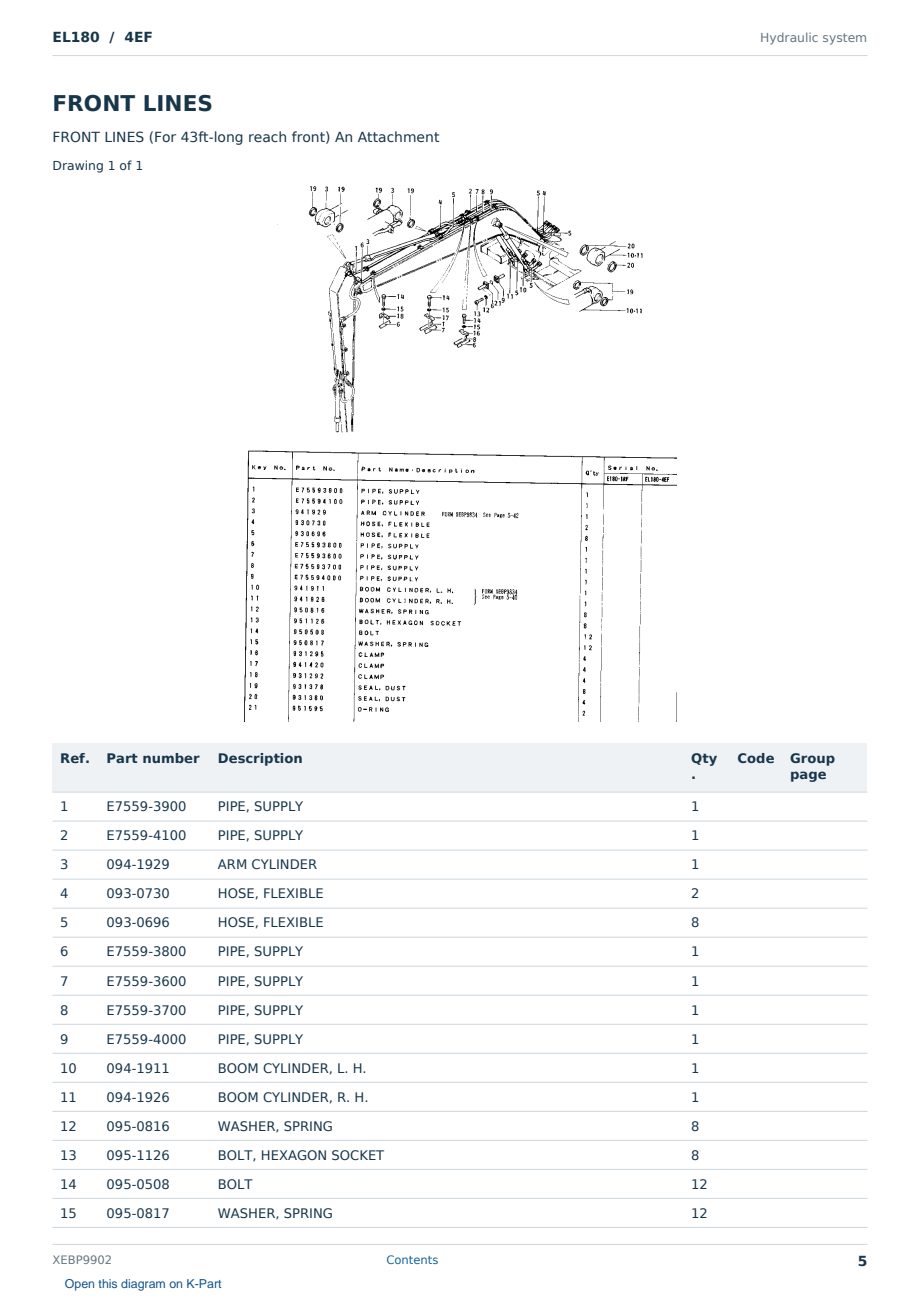 Caterpillar EL180 S/N 4EF Partsbook XEBP9902 (English) - sample page 5 of 10 Caterpillar EL180 S/N 4EF Partsbook XEBP9902 (English) - sample page 5 of 10