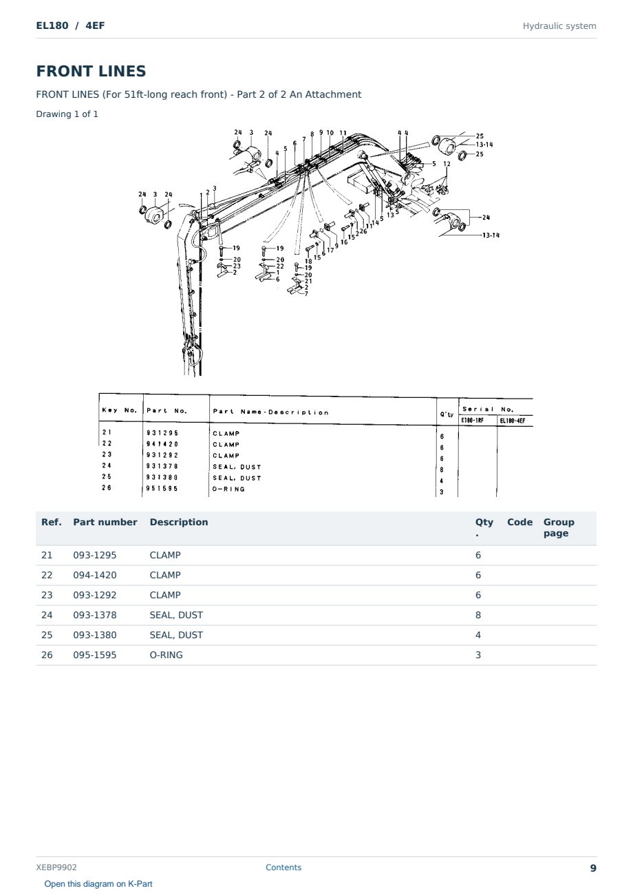 Caterpillar EL180 S/N 4EF Partsbook XEBP9902 (English) - sample page 9 of 10 Caterpillar EL180 S/N 4EF Partsbook XEBP9902 (English) - sample page 9 of 10