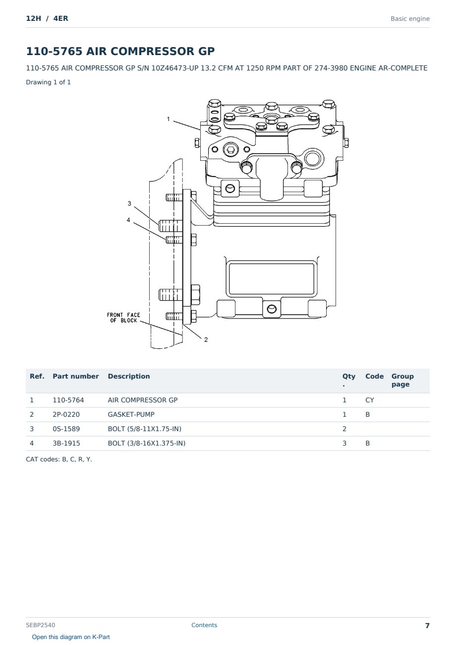 Caterpillar 12H S/N 4ER Partsbook SEBP2540 (English) - sample page 7 of 10 Caterpillar 12H S/N 4ER Partsbook SEBP2540 (English) - sample page 7 of 10