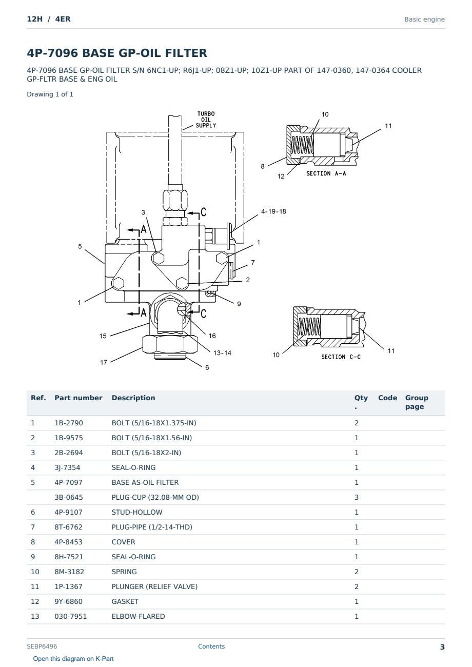Caterpillar 12H S/N 4ER Partsbook SEBP6496 (English) - sample page 3 of 10 Caterpillar 12H S/N 4ER Partsbook SEBP6496 (English) - sample page 3 of 10
