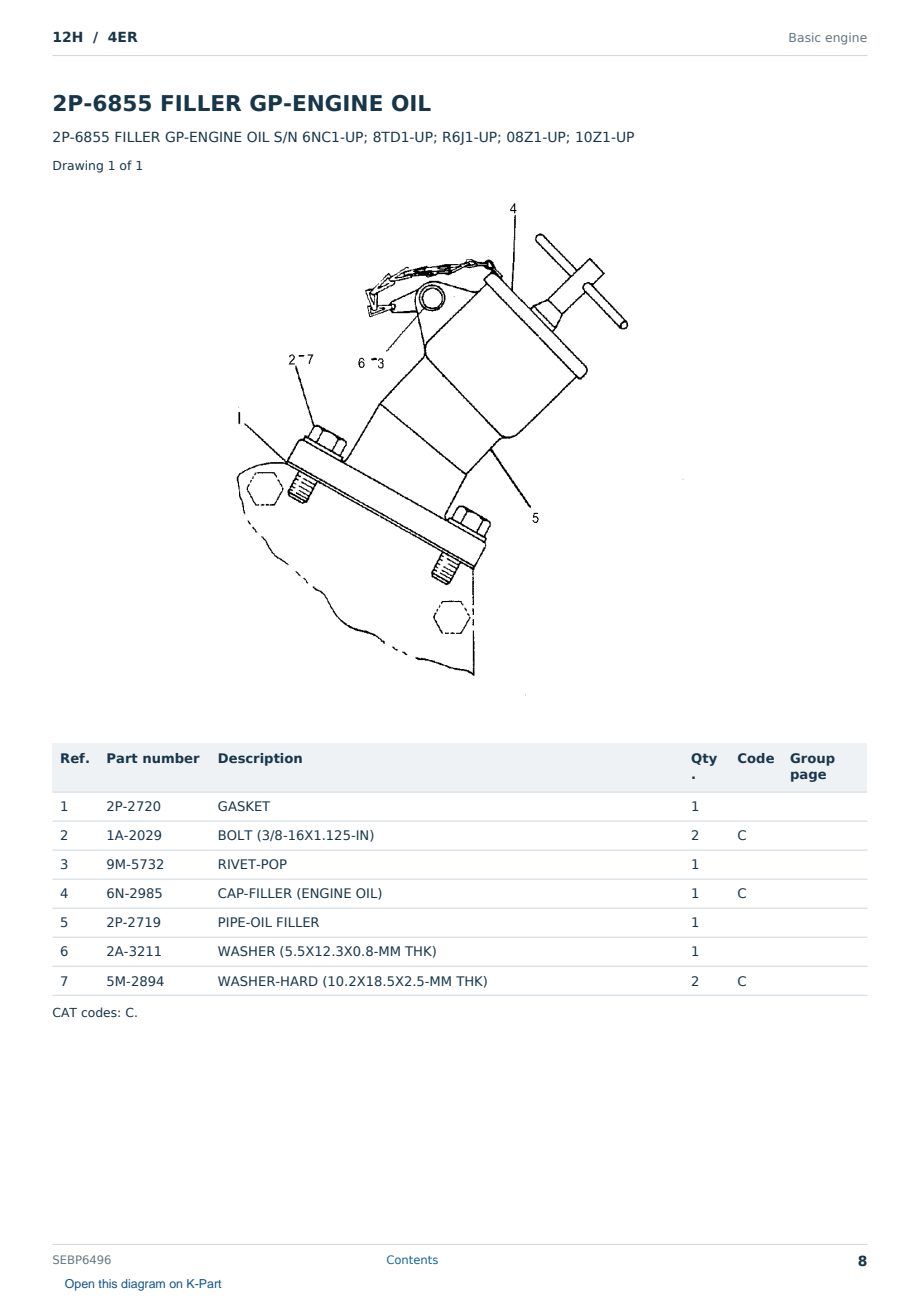 Caterpillar 12H S/N 4ER Partsbook SEBP6496 (English) - sample page 8 of 10 Caterpillar 12H S/N 4ER Partsbook SEBP6496 (English) - sample page 8 of 10