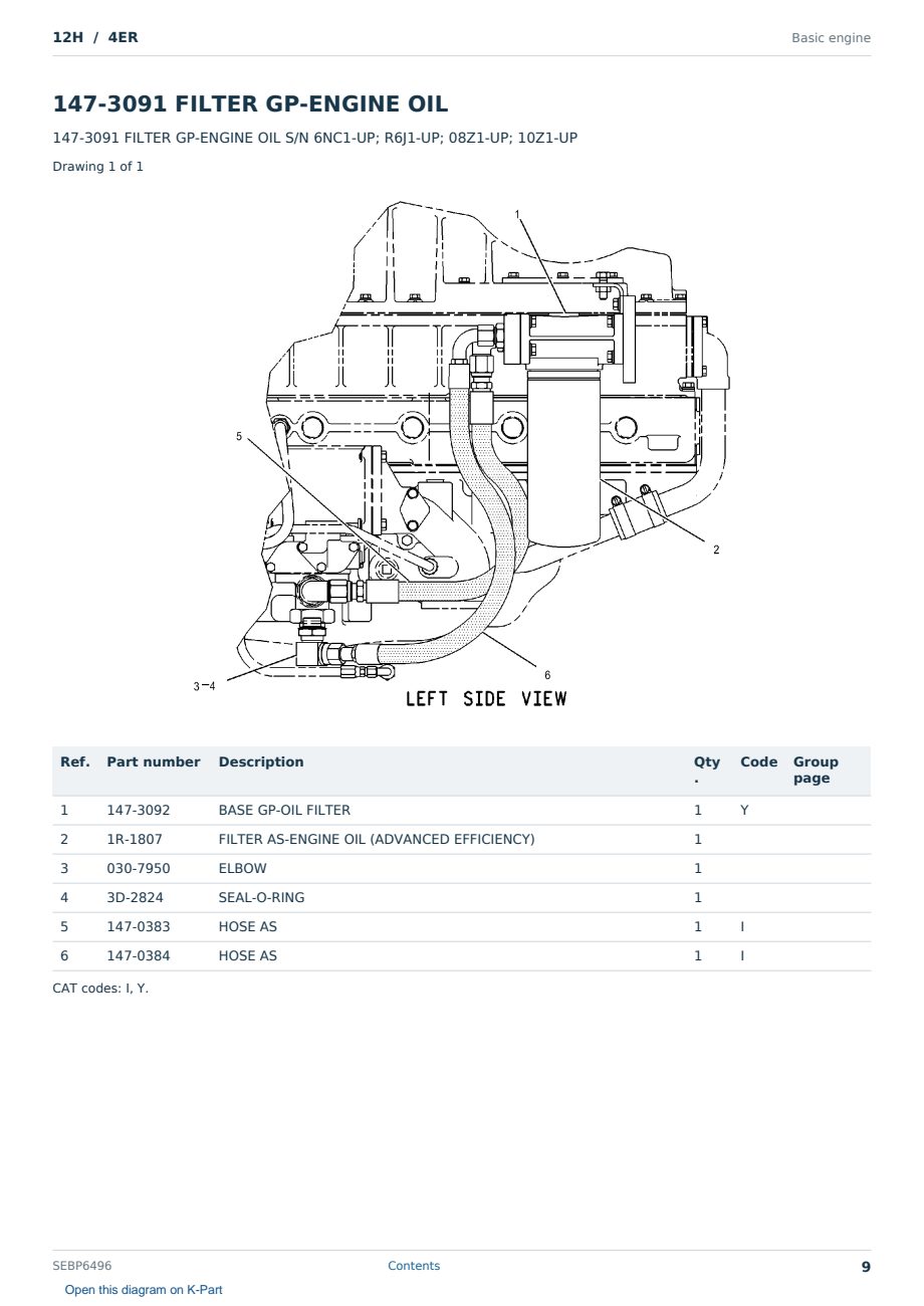 Caterpillar 12H S/N 4ER Partsbook SEBP6496 (English) - sample page 9 of 10 Caterpillar 12H S/N 4ER Partsbook SEBP6496 (English) - sample page 9 of 10